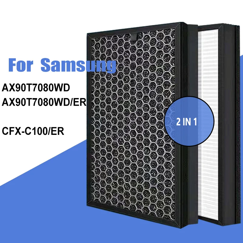 Replacement Hepa Activated Carbon Coal Filter for Samsung AX90T7080WD AX90T7080WD/ER Air Purifier CFX-C100/ER