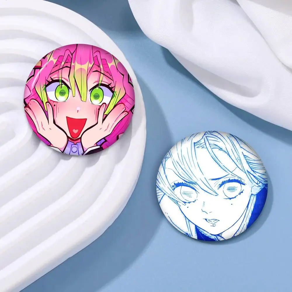 Creative Anime Mitsuri Kanroji Button Pin Handmade Brooch For Clothes Cartoon Badge Backpack Decoration Jewelry Accessories