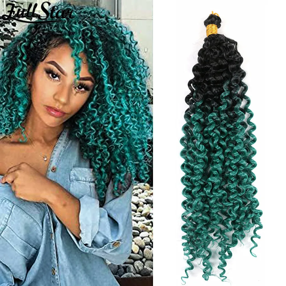 

Full Star 14inch Afro Kinky Curly Water Wave Ombre Braiding Hair Crochet Braids Synthetic Hair Extensions For Black Women Blonde