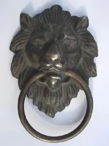 

Chinese Old Chinese Bronze Fierce Lion Head Door Knocker 4.4" High decoration bronze factory outlets