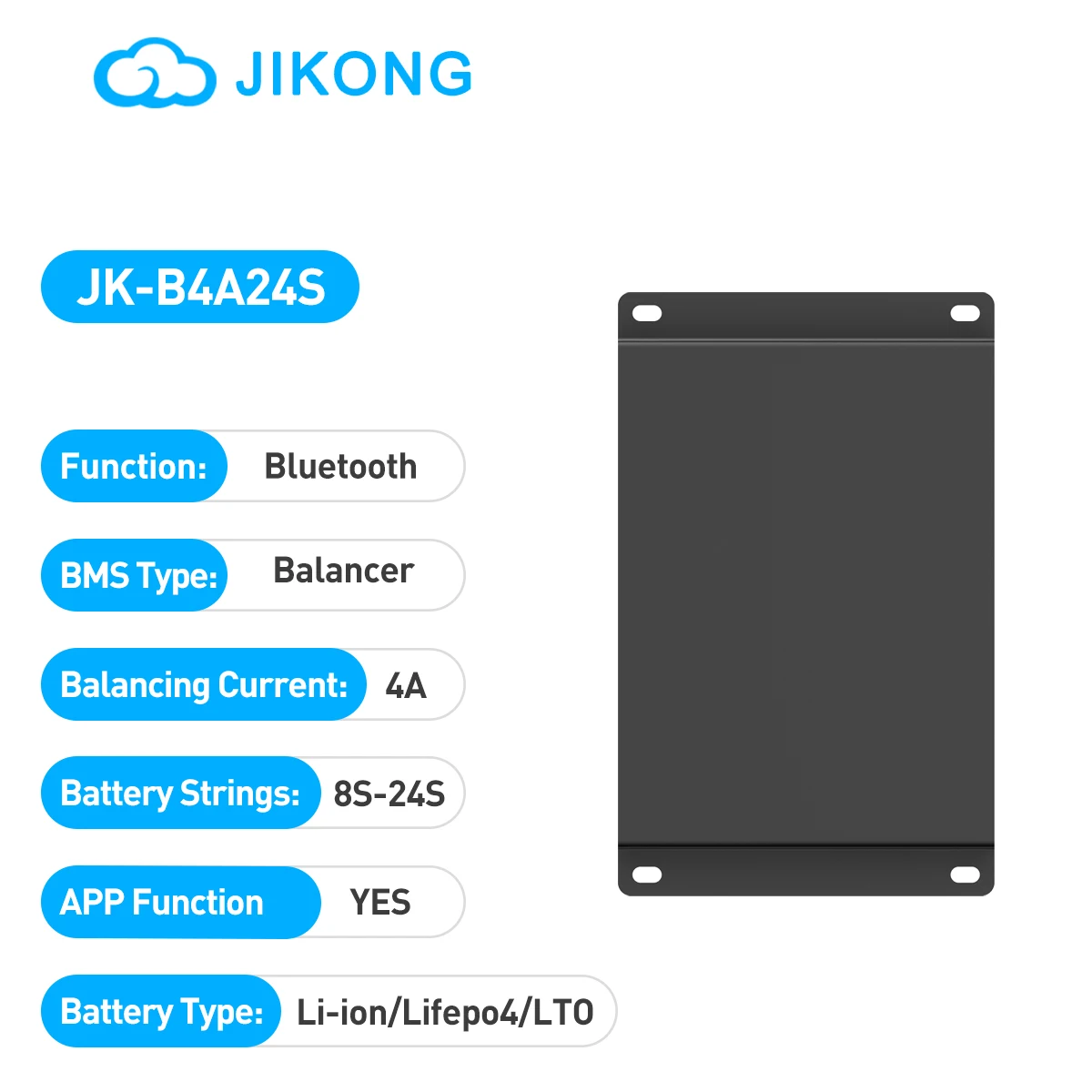 JIKONG JK-B4A24S Active Balancer Smart Bluetooth 8S 16S 20S 24S Li-ion/ LiFeP04/ LT0 Batteries 4A Efficient Automatical Balance