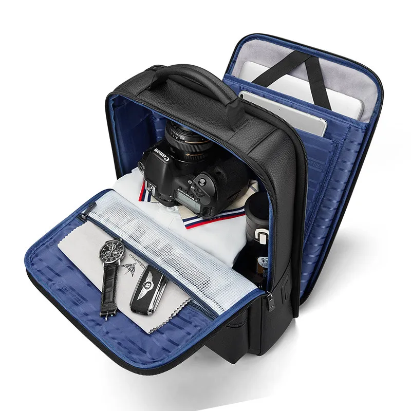 حقيبة ظهر رجال الأعمال الراقية من الجلد الطبيعي بطبقة علوية من جلد البقر حقيبة كمبيوتر محمول كاجوال متعددة الوظائف للرجال #3