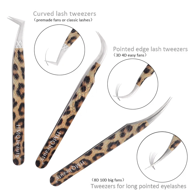 1 pçs leopardo lash pinças de aço inoxidável superhard pinça volume 3d preciso anti-estático clipe de extensão de cílios