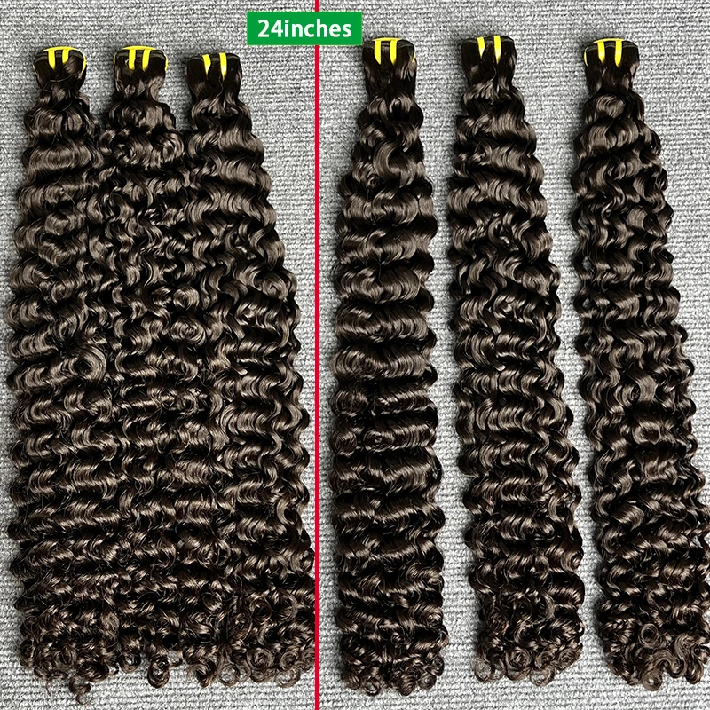 슈퍼 더블 드로운 딥 컬리 100% 인모 헤어 번들 브라질산 생모 미가공 딥 위브 익스텐션 특가 두꺼운 15A