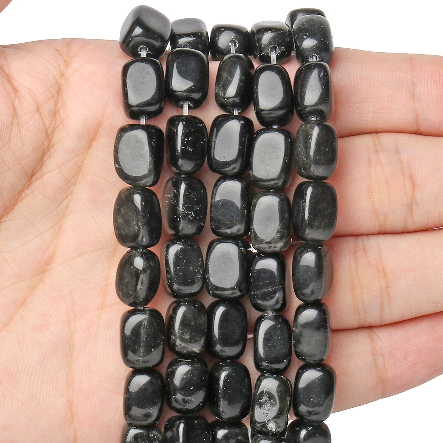 Natural Stone Square Black Obsidian Beads Tube Shape Loose Beads For Jewelry Making DIY Bracelet Necklace Findings 8x12mm 15Inch