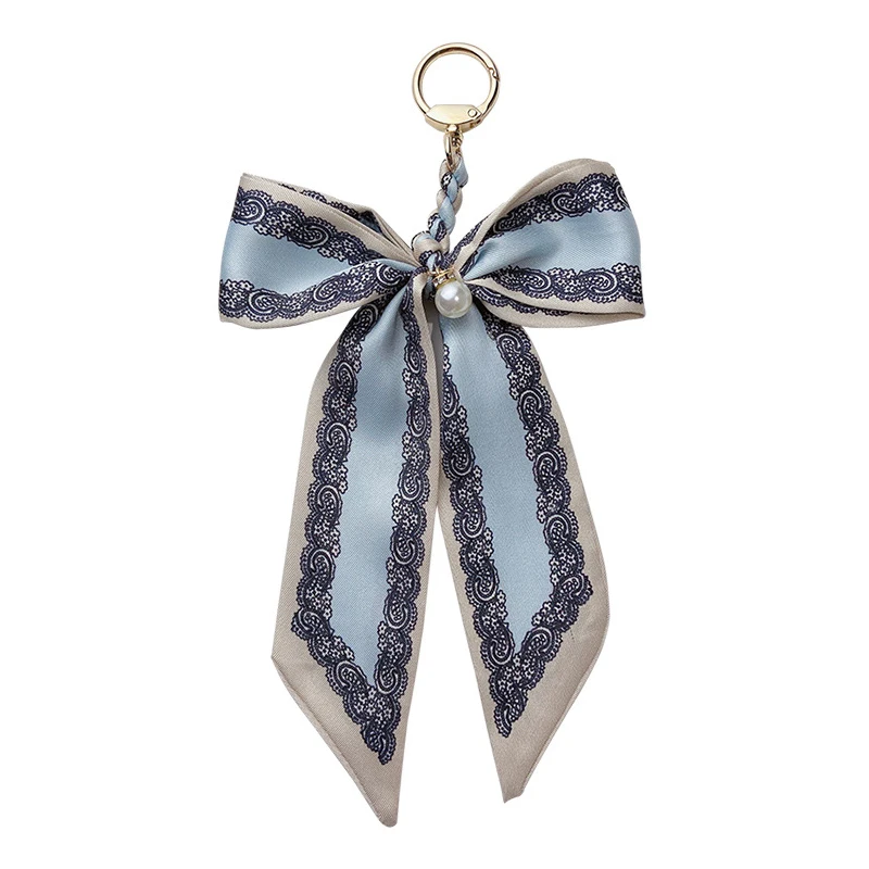 السيدات حقيبة المعلقات الإبداعية وشاح حريري القوس اللؤلؤ لطيف لطيف Kawaii حقيبة الملحقات متعددة الوظائف موضة المفاتيح لفتاة