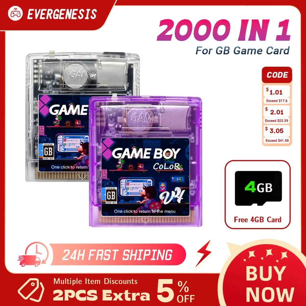 DIY Edition 2000 in 1 Game Cartridge Flash Card For GBC GBP GBA SP Game Console OS V4 Edition With 4G TF Card