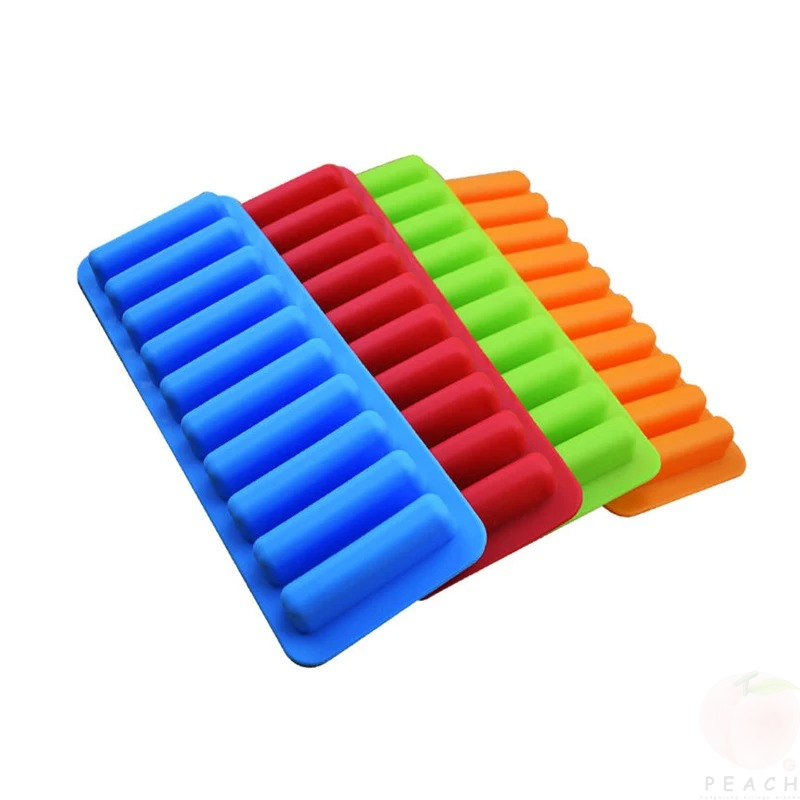  10 Grids Long Strip Shape Silicone Ice Cube Mould Non-Stick Stick Shape Ice Tray DIY Biscuit Baking Mould Jelly Chocolate Mold 