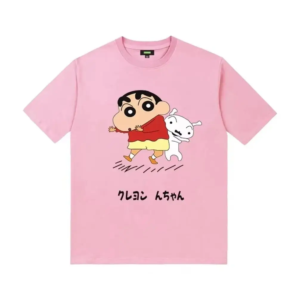 Crayon Shin Chan Shiro Print Casual T Shirt Cute Anime Short Sleeve Tee for Men Women