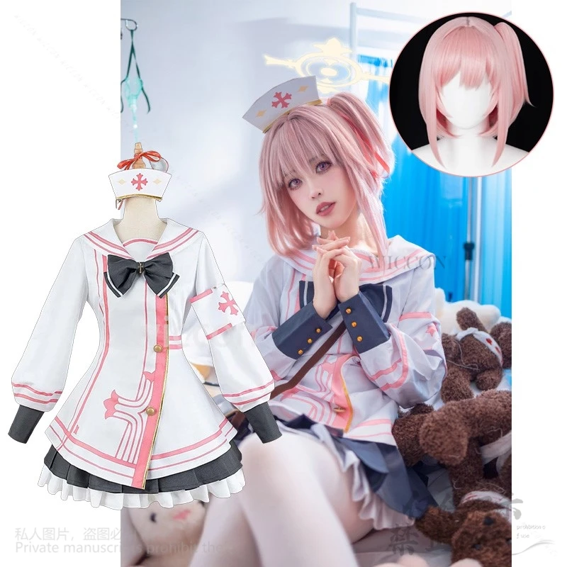 Anime Game Blue Archive Cosplay Sumi Serina Costume Nurse Uniform Dress Pink Wigs Hair Sexy Lolita Women Halloween Party Cos