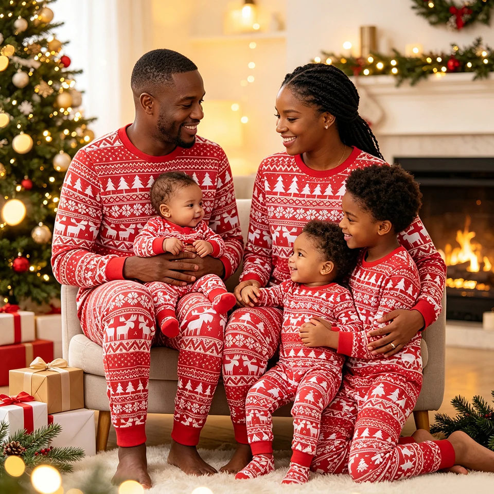 Matching Couples Siblings Family Christmas Pajamas Set Soft Top Pants Men Women Kids Toddler Baby Boys Girls Xmas Pjs Loungewear