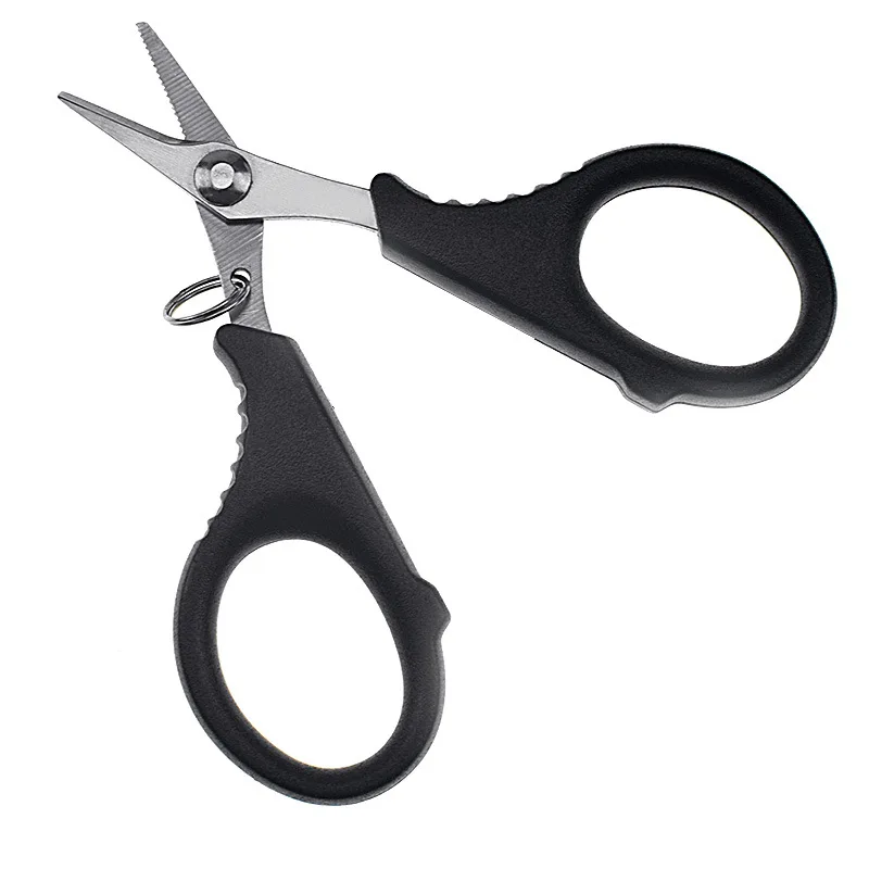 Stainless Steel Fishing Scissors Serrated Portable Cut For PE Braid Line Cutter Plies Carp Fishing Tool Accessories with Lanyard