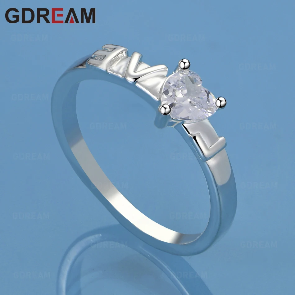 

GDREAM 925 Sterling Silver Love Zircon Ring Women'S Retro Personalized Accessories Gift Jewelry