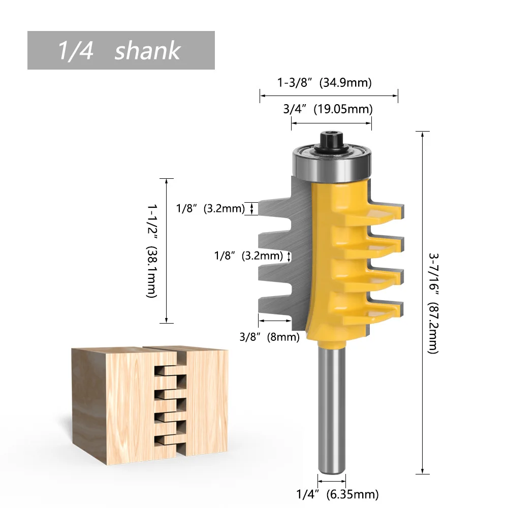 1/2 Handle 1/4 Handle Tapered Tenon Cutter, Board Splicing Cutter, Finger Joint Cutter, Woodworking Milling Cutter