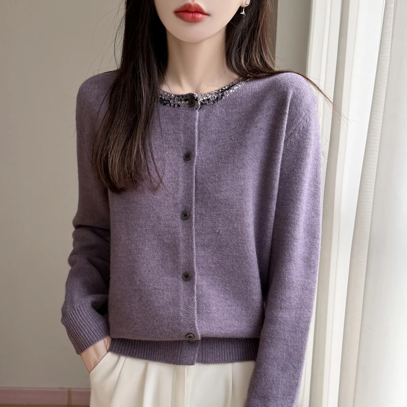2026 New Cashmere cardigan Sweater Lady's Knit Cashmere Coat Sweater Women