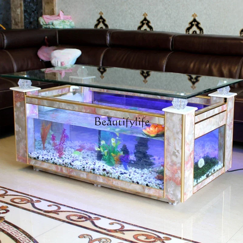 

Change Water Rectangular Coffee Table Fish Tank Living Room Ecological Glass Aquarium