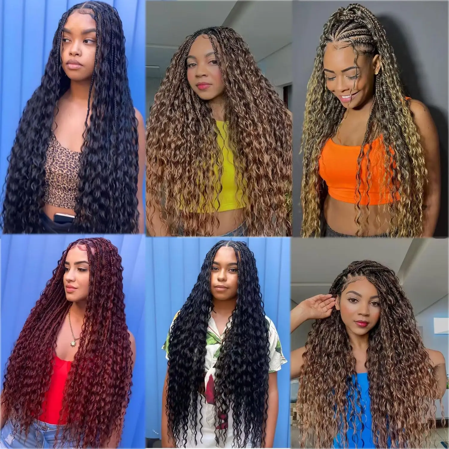 Ocean Wave Crochet Deep Wave Tressage Cheveux pour Femmes Noires, Extensions de Cheveux Synthétiques Bouclés, Cheveux Ondulés