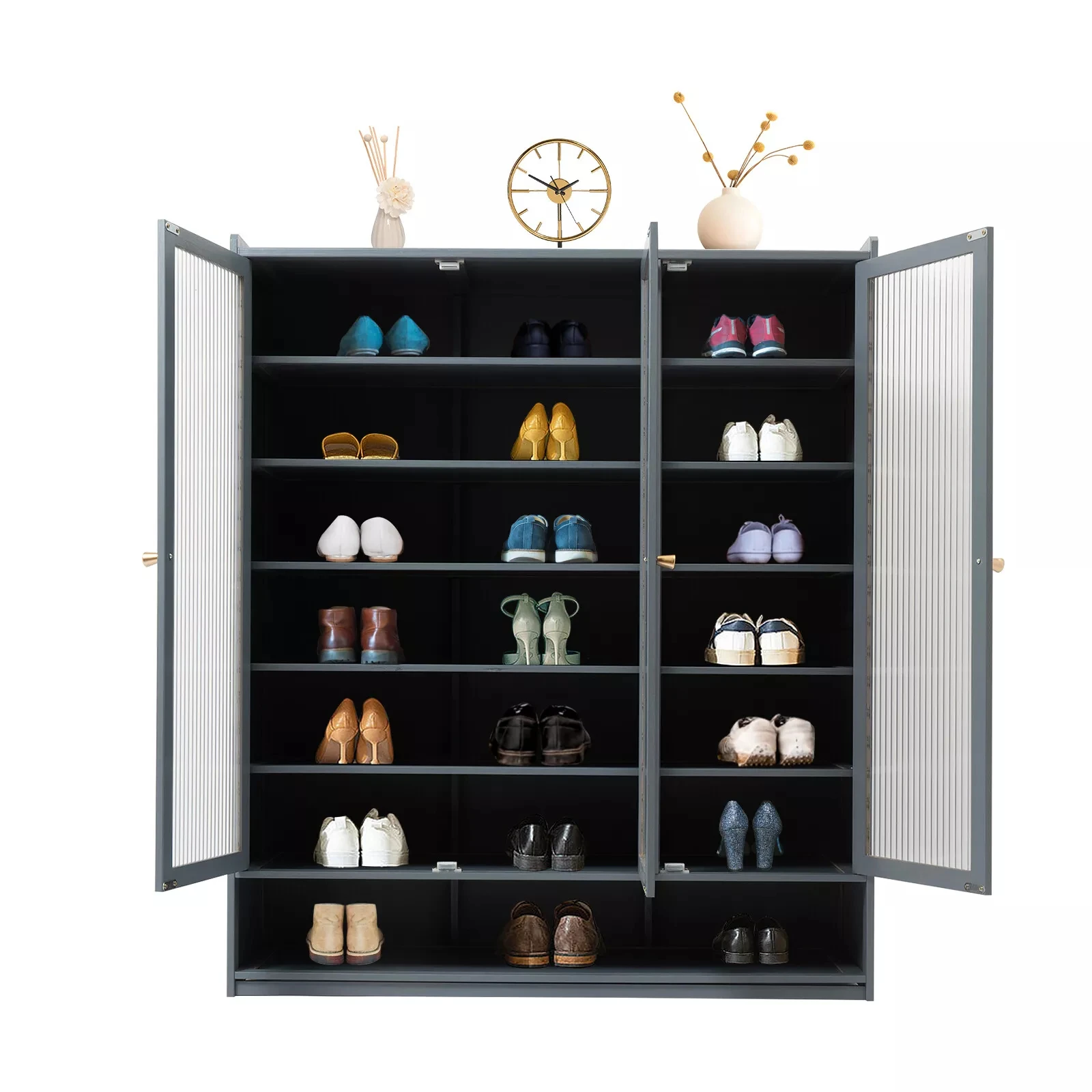 Freestanding Shoe Rack Storage Cabinet - Entryway Slippers Organizer & Plant Shelf