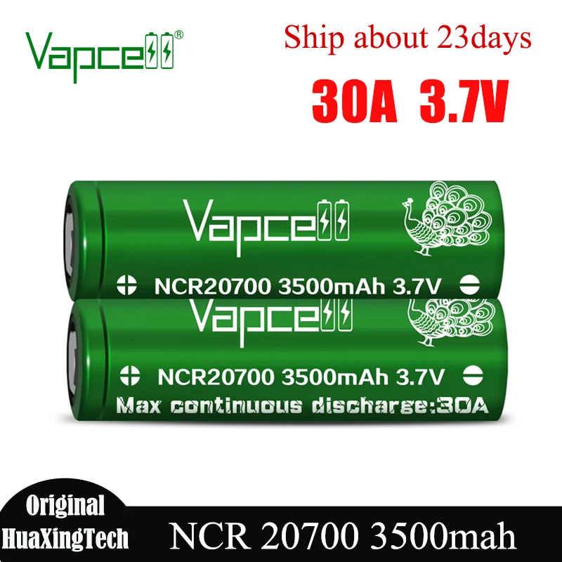 

Original Vapcell 20700 Battery 3500mah 30A 3.7V Discharge High Power Rechargable Batteries NCR 20700 Cell For Mod
