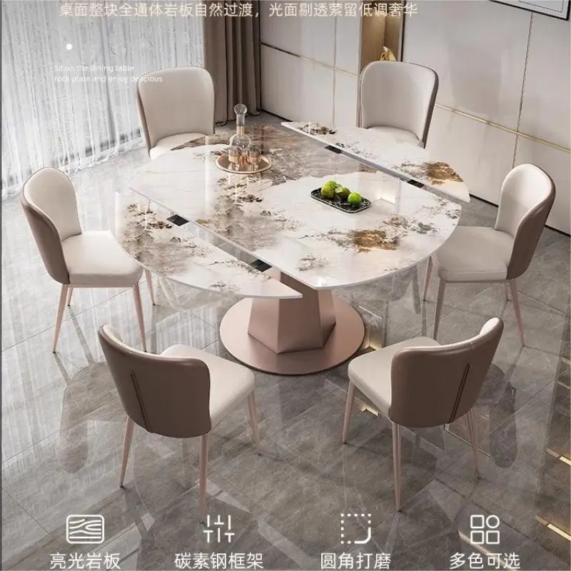 Rotating rock slab dining table Modern simple light luxury Modern simple home dining table