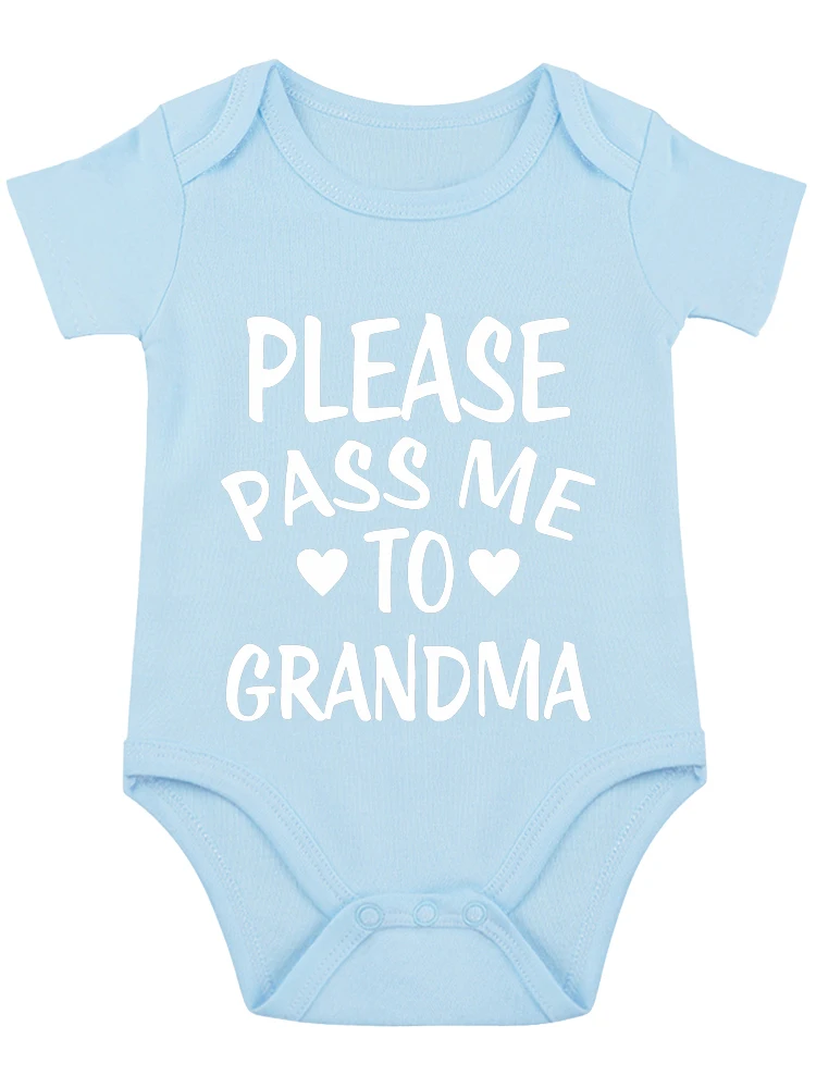 Please Pass Me To Grandma Funny Baby Bodysuit grandma baby onesie Cute Newborn Clothes Unisex Romper