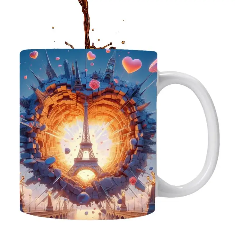 3D Tower Coffee Mug Ceramic Mug Paris Tower Pattern 3D Ceramic Water Cup Ideal For Milk Beverage Coffee Tea