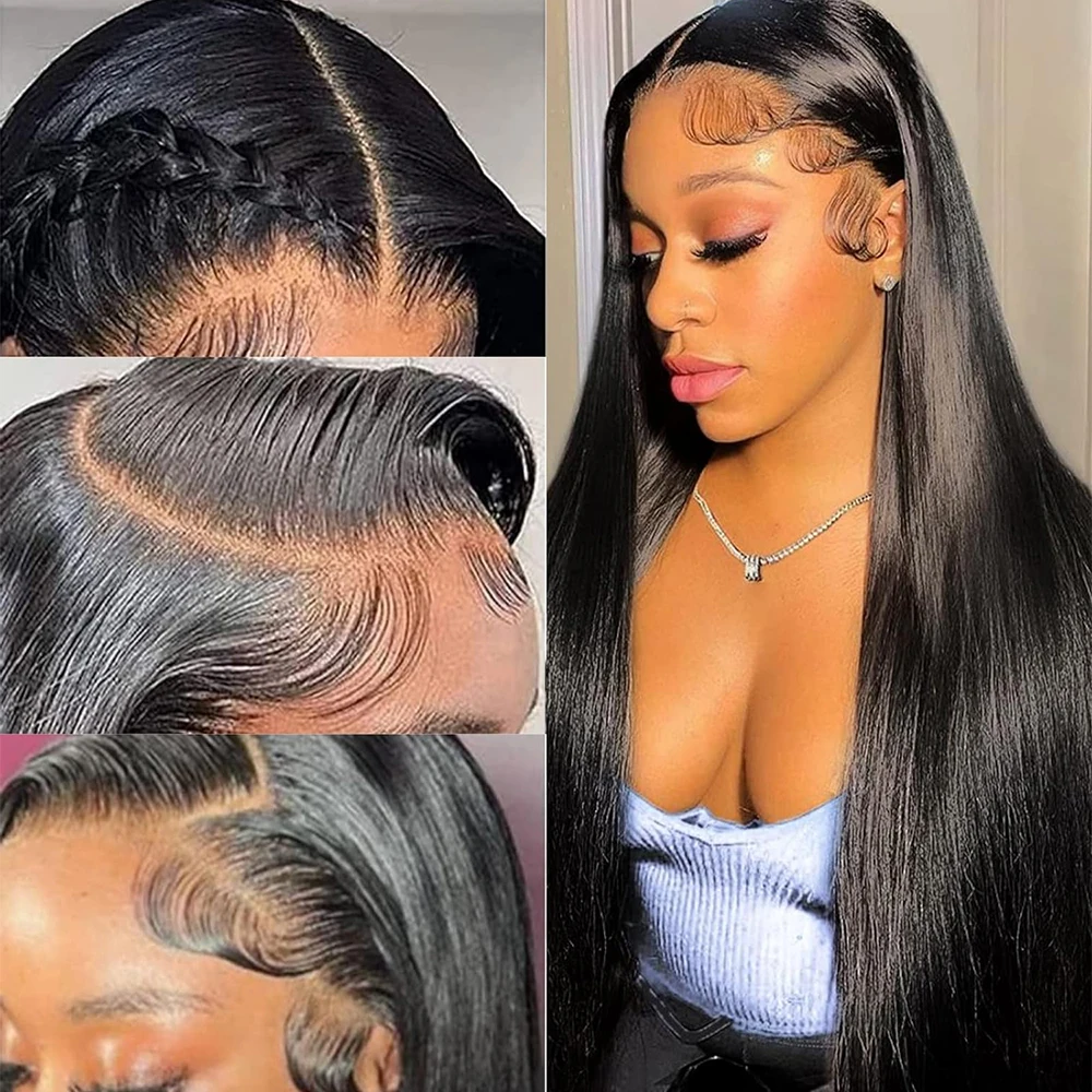 

Bone Straight 13x6 HD Lace Frontal Human Hair Wig Straight 13x4 Transparent Lace Front Wig Pre Plucked Glueless 100% Human Hair Wig