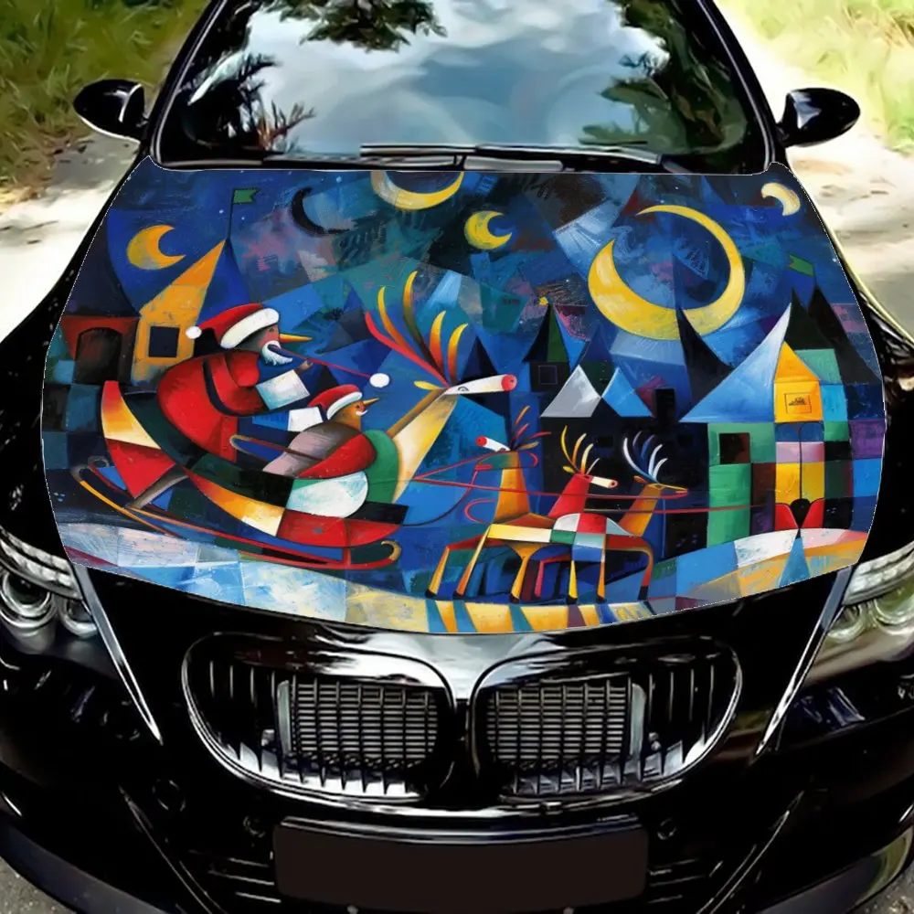 

Веселые рождественские наклейки, сани Санты на вашу машину.