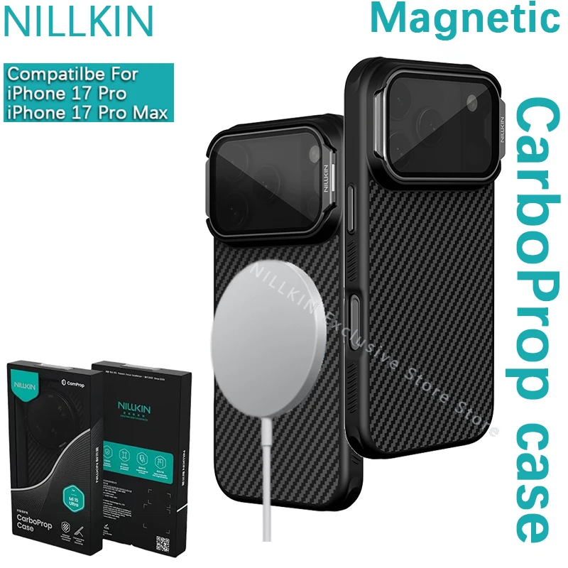 

Nillkin For iPhone 17 Pro Max CarboProp Magnetic Case Aramid fiber woven lens cover bracket Magsafe phone case protective cover