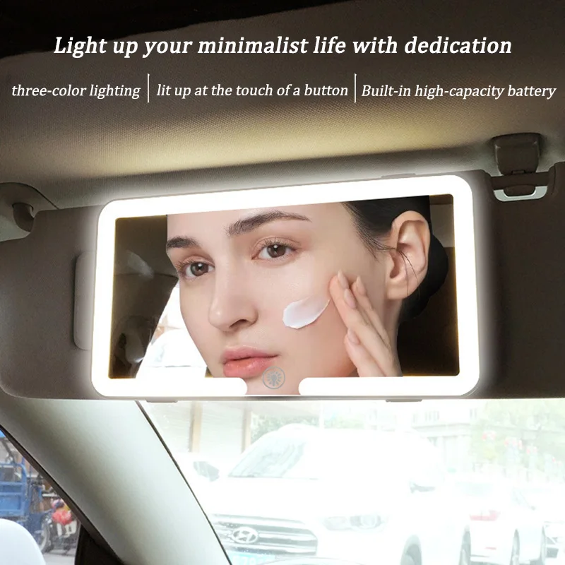 LED Removable Car Vanity Mirror, Universal Sun‑Visor Hanging Makeup Mirror for Quick Touch‑Up, Car Interior Accessory