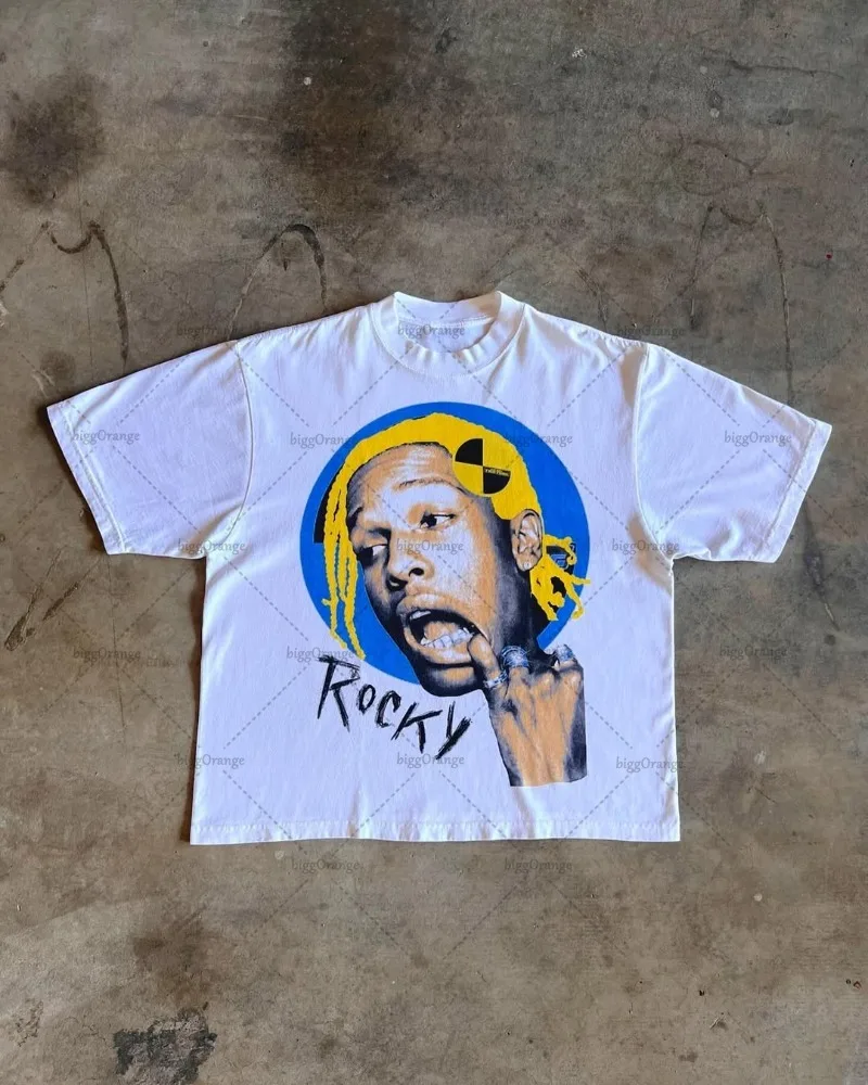 Y2k الرجال الشارع الشهير قصيرة الأكمام المألوف الكرتون طباعة تصميم القمصان العصرية وغير رسمية القوطية Harajuku المتضخم تي شيرت