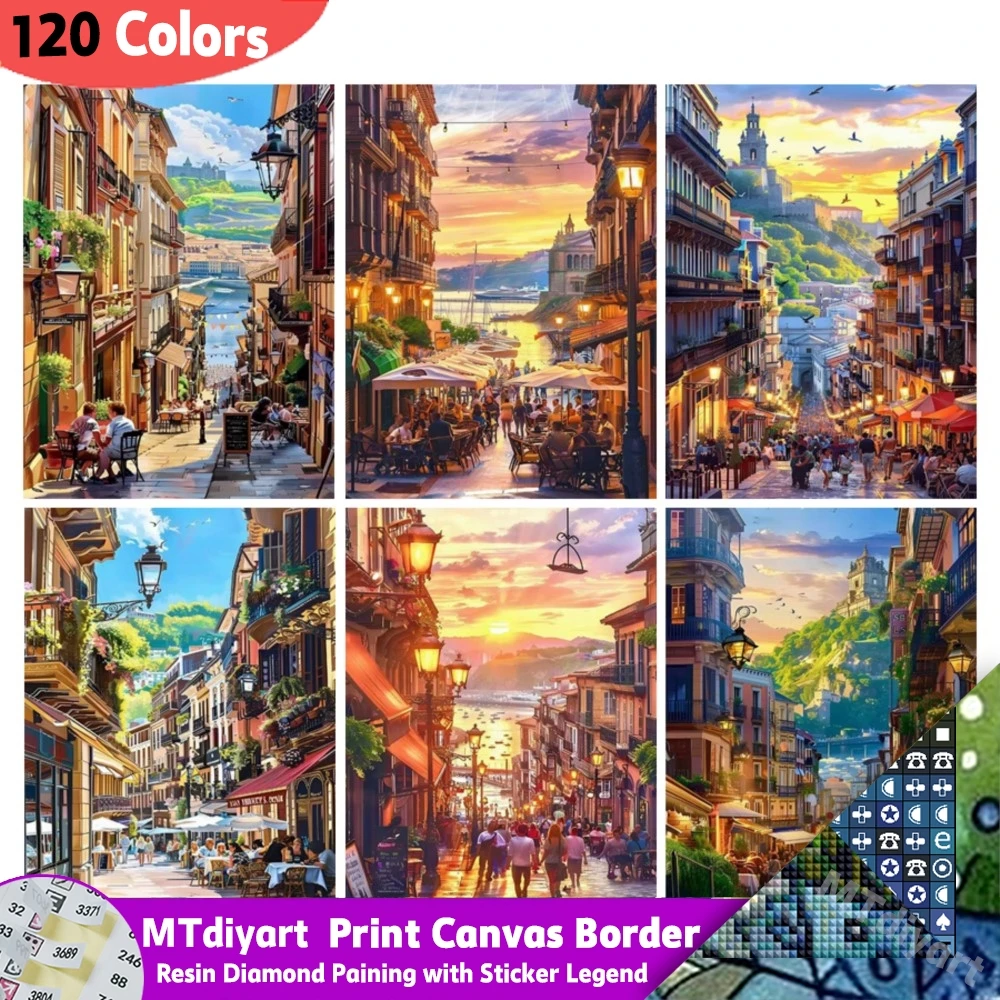 120 Farben Street Restaurant Harz Diy Diamant Malerei mit Aufkleber Legende Kits neue Kollektion Kunst Mosaik Sonnenuntergang Meereslandschaft