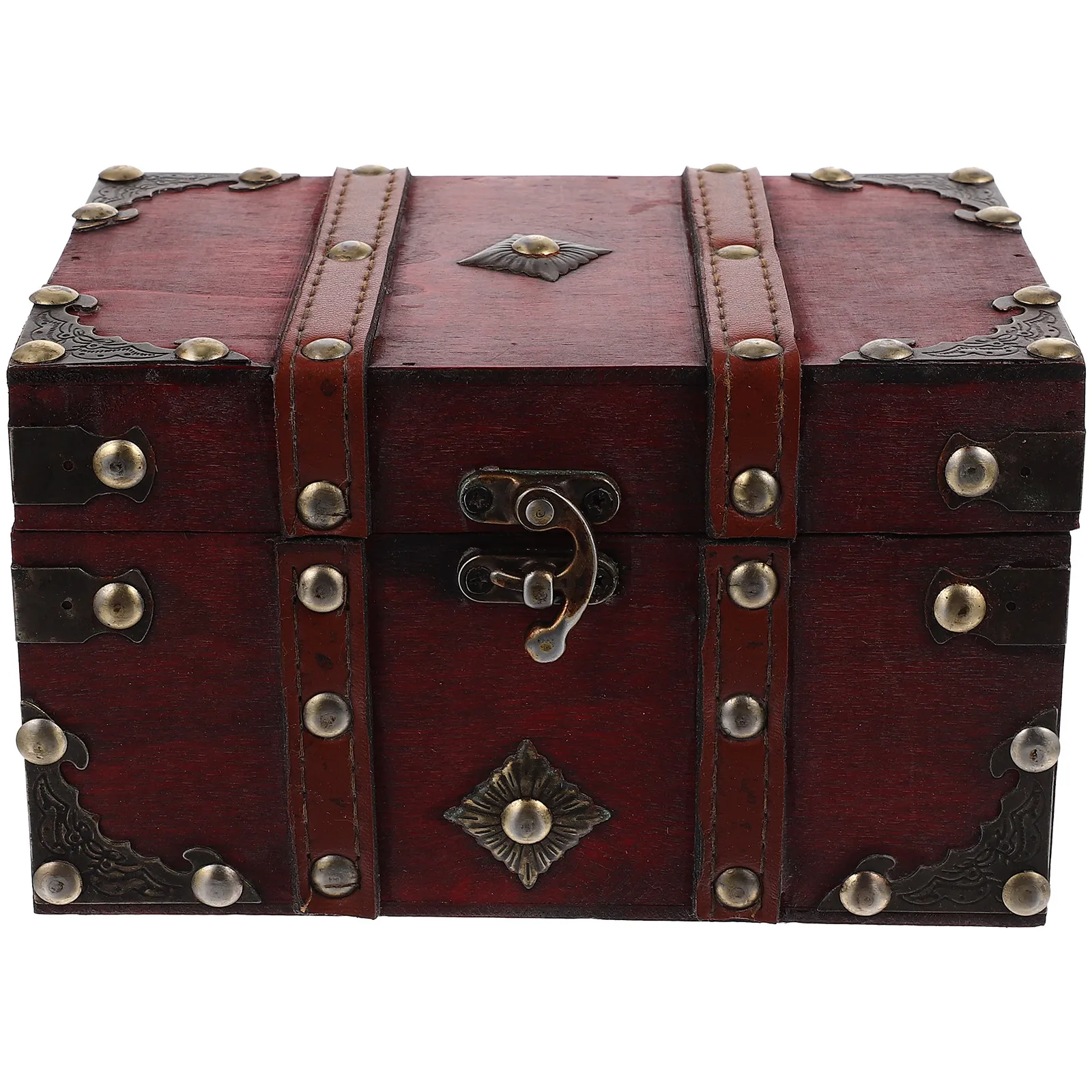 

Vintage Wooden Jewelry Box Buckle Latch Jewelry Storage Organizer Case Portable Trinket Sundries Storage Container