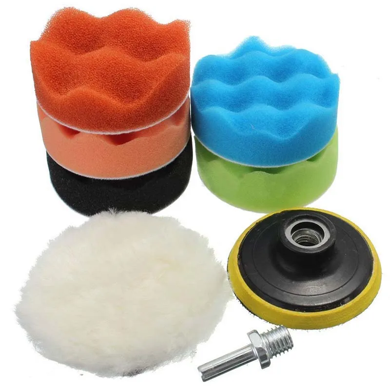 Conjunto Polegada Conjunto de Almofada Polidor Polimento Carro Automático Kit para Depilação do Carro Mais Broca Adaptador Ferramentas Elétricas Acessórios Peças