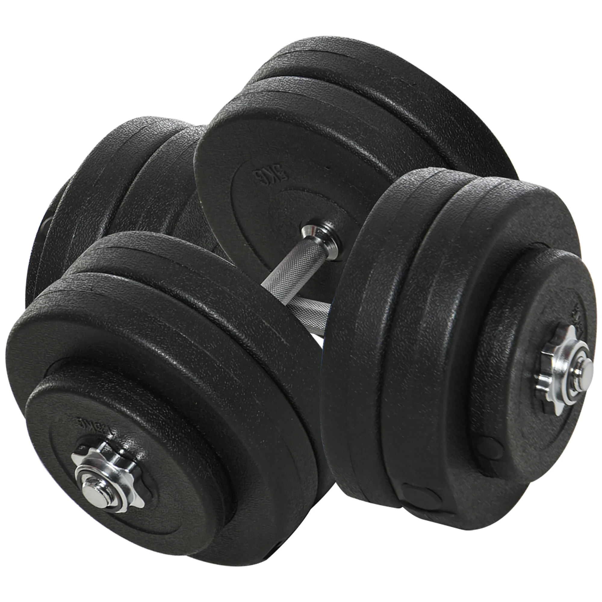 HOMCOM Juego de Mancuernas Ajustables 8x5 kg 4x1,5 kg 2 Barras Total 50 kg Negro