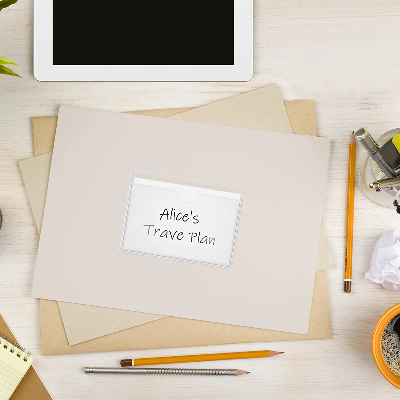 300 Pack 3.5 X 4.7 Inches Self-Adhesive Label Holder Card Pockets Label Holder Clear Plastic Library Card Holder