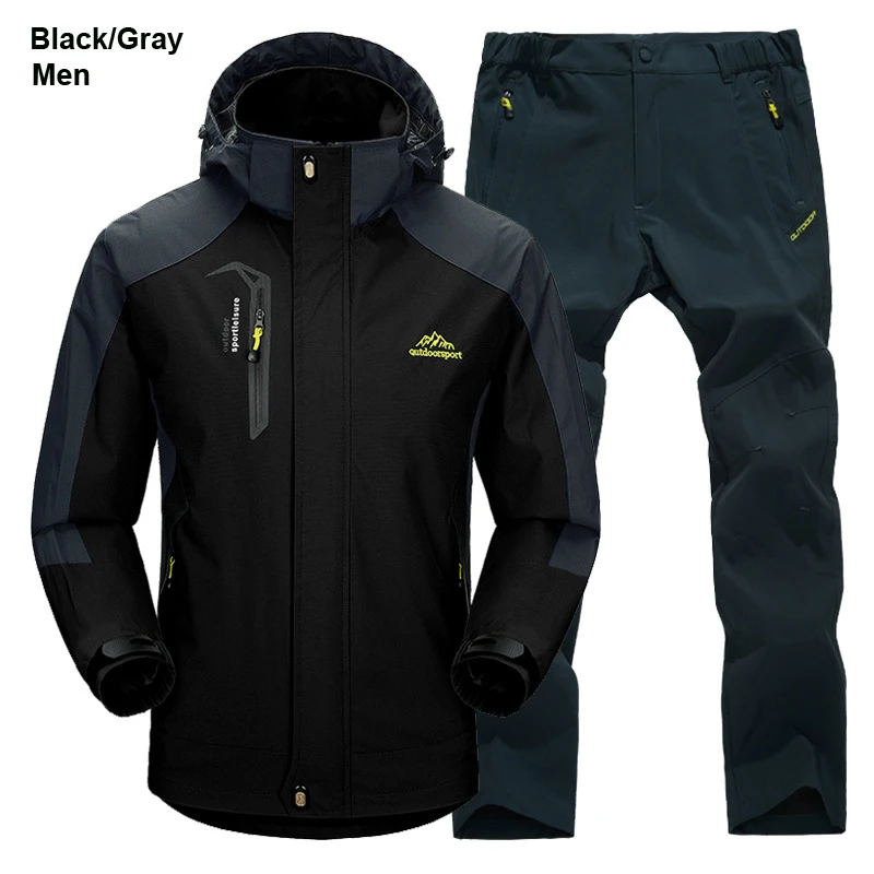 Outdoor Wanderjacken- und Hosensets für Herren Herbst Thermische Wasserdichte Winddichte Kapuzenjacken für Reisen, Bergsteigen und Camping – Detail 13