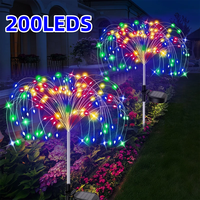 60-200LED Solar Fireworks Light Outdoor Decorative Multicolor Starburst Lamps Waterproof 8 Lighting Modes Garden Yard Path