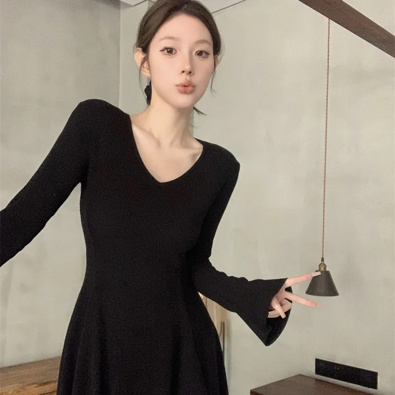 Ele Pure Desire Sexy Long Sve V-Ne Camada de base que pega a cintura Dr Outono Inverno Novo Sle Feminino Faion Dr