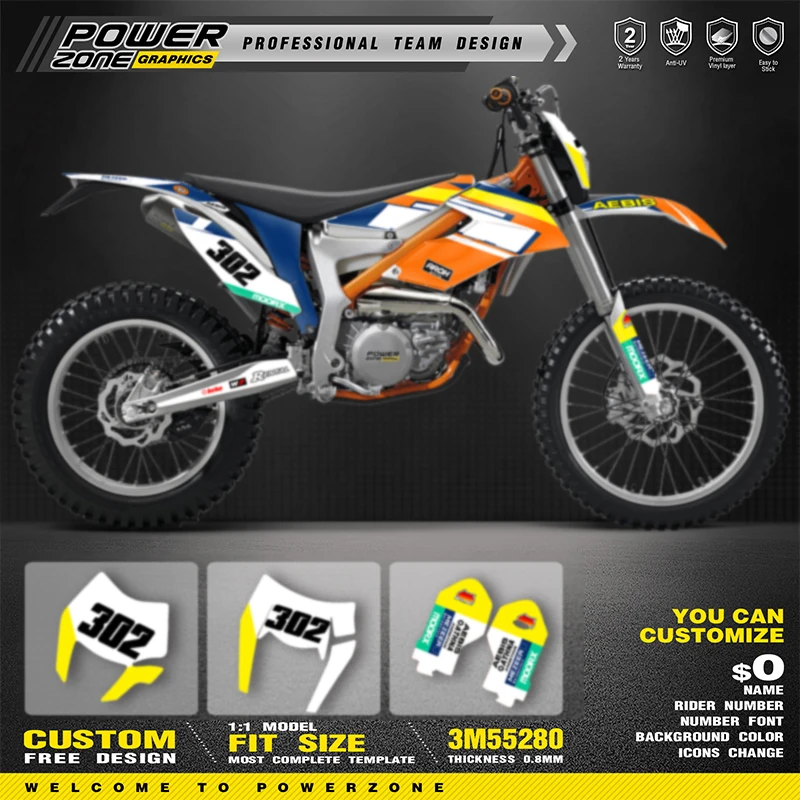 PowerZone Custom Team Graphics Backgrounds Decals For 3M Stickers Kit For KTM 2012-2017 2018 2019 2020 2021 FREERIDE 250 300 18