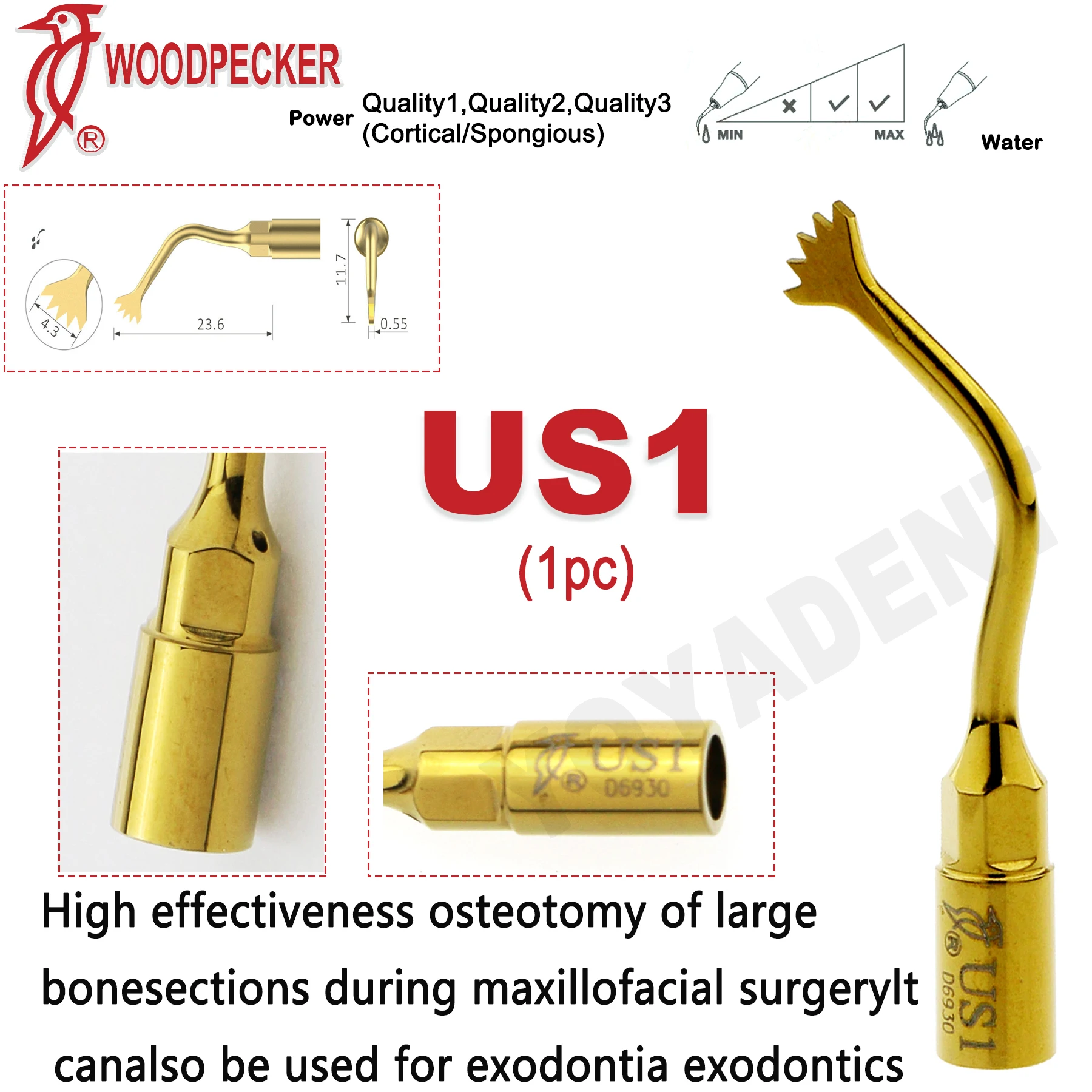 Woodpecker Dental Ultrasonic Scaler Tips Bone Surgery For Mectron EMS Ultrasonic Scaler Handpiece  US1 US2