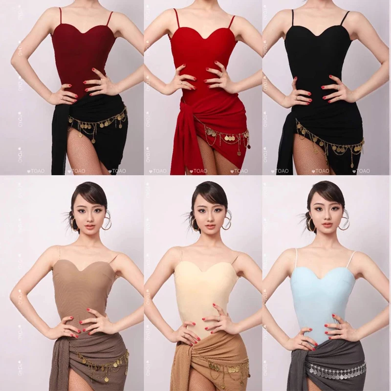 

6-цветная одежда для соревнований по латинским танцам чача, женские костюмы для выступлений в латинских танцах самбы, топ без рукавов, юбка с запахом SL13934