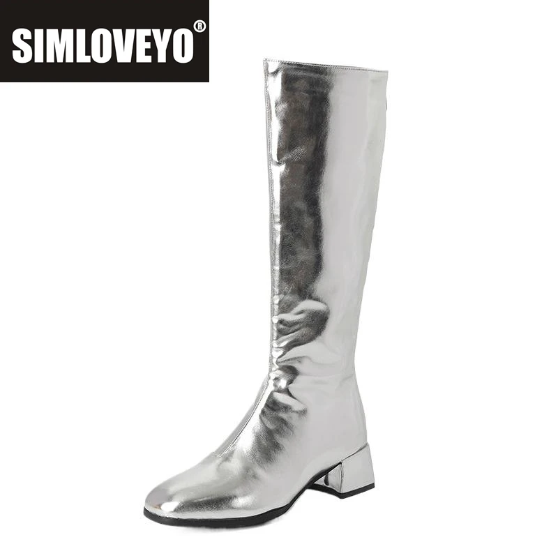 

SIMLOVEYO/женские высокие сапоги с носком на блочном каблуке 4,5 см, размеры 44, 45, 46, модные мягкие повседневные женские ботильоны