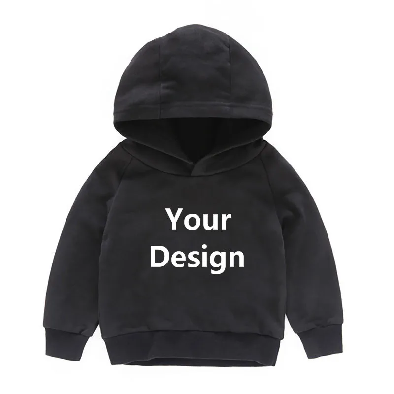 Custom Your Design Children Black Hooded Hoodies DIY Print Kids Cotton Clothes Baby Boys/Girls Tops,Contact Seller Frist