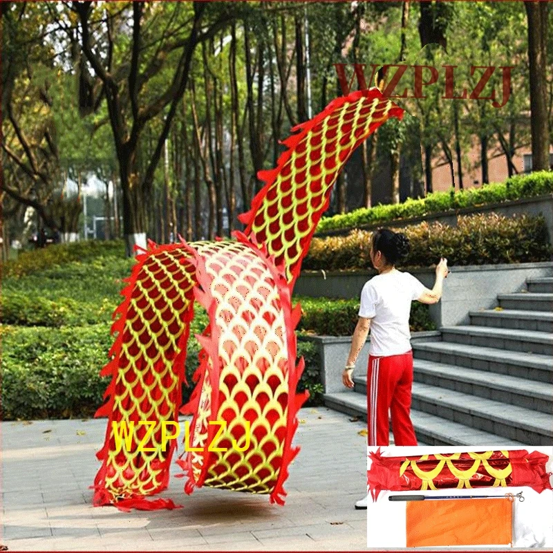 

4m Dragon Dance Ribbon pole Chinese Mascot Costume For Adult Children Cartoon Family Props Outfit Dress Party Carnival Festivall