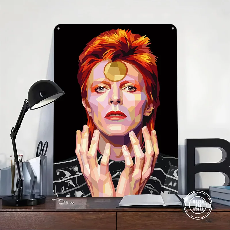 David Bowie Pop Art Portrait Metal Poster Perfect Gift for Fans Lovers Personalized Wall Art Metal Sign for Home Decor Items