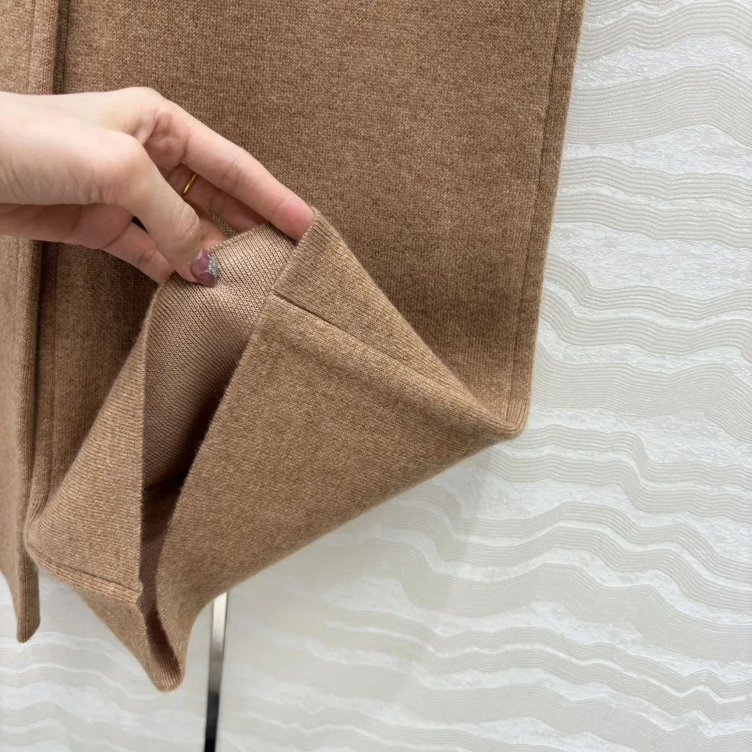 Old Money Style Autumn Winter Loose Knitted Cashmere Wide Leg Pants Women Elastic High Waist Solid Color Casual Trousers