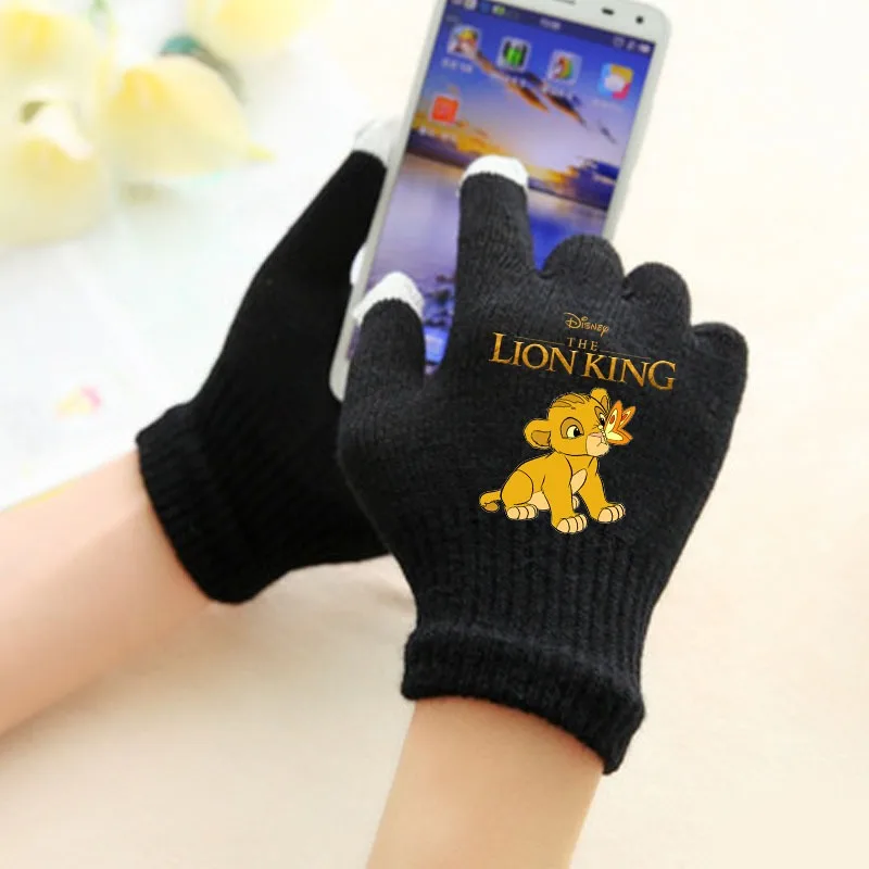 Lion King Women Plush Warm Glove Fur Mittens Flip Fingerless Gloves Soft Girls Thick Gloves Flexible Half Finger Winter Glove