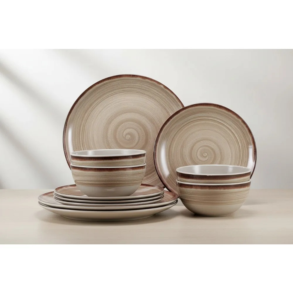 

Набор посуды из меламины, 12 шт., набор небьющихся посуды, легкий вес для кемпинга, пикника, автофургона, можно мыть в посудомоечной машине, не содержит BPA