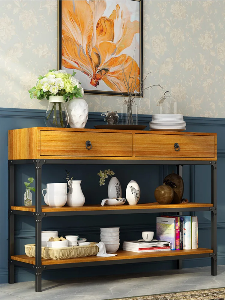 

American side cabinet, kitchen cabinet, solid wood tea retro entrance cabinet, storage locker, dining